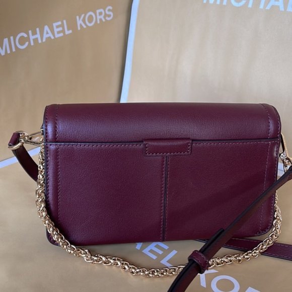 Michael Kors Sonia Medium Leather Shoulder Bag Merlot - Picture 7 of 16